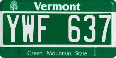 VT license plate YWF637
