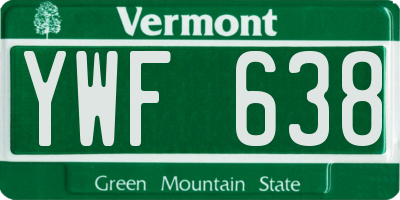 VT license plate YWF638