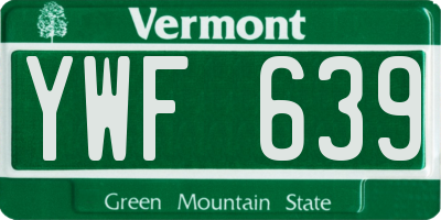 VT license plate YWF639