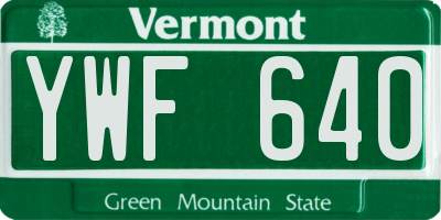 VT license plate YWF640