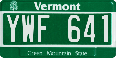 VT license plate YWF641