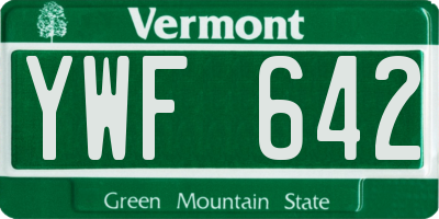 VT license plate YWF642