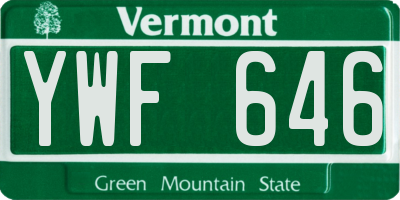 VT license plate YWF646