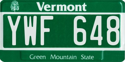 VT license plate YWF648