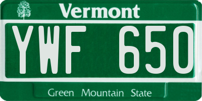VT license plate YWF650