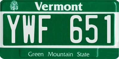 VT license plate YWF651