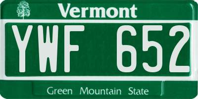 VT license plate YWF652
