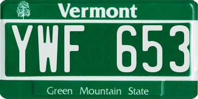 VT license plate YWF653