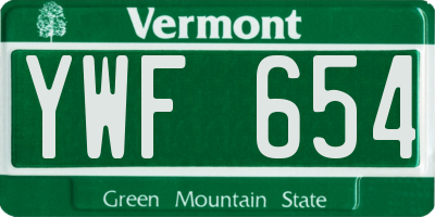 VT license plate YWF654