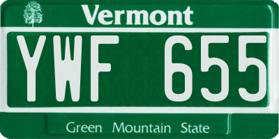 VT license plate YWF655