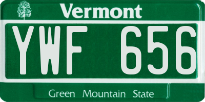 VT license plate YWF656