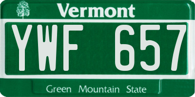 VT license plate YWF657