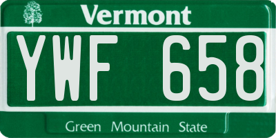 VT license plate YWF658
