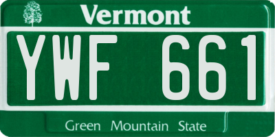 VT license plate YWF661