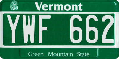 VT license plate YWF662