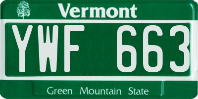 VT license plate YWF663