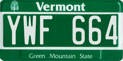 VT license plate YWF664
