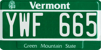 VT license plate YWF665