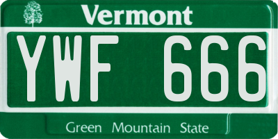 VT license plate YWF666