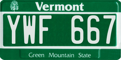 VT license plate YWF667