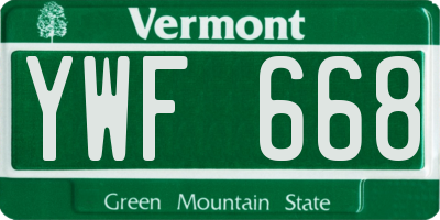 VT license plate YWF668