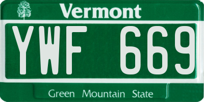 VT license plate YWF669