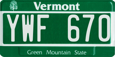 VT license plate YWF670