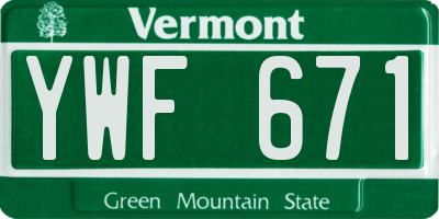 VT license plate YWF671