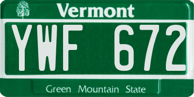 VT license plate YWF672