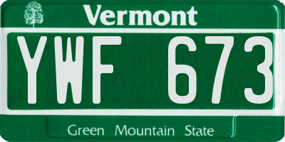 VT license plate YWF673