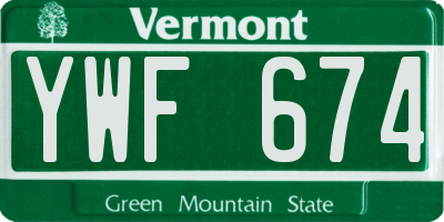 VT license plate YWF674