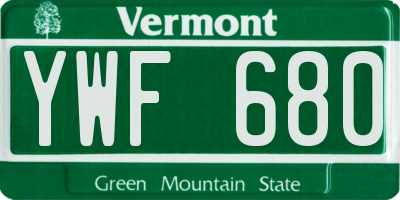 VT license plate YWF680