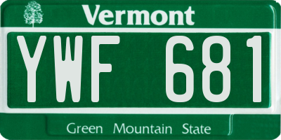 VT license plate YWF681