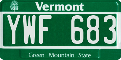 VT license plate YWF683