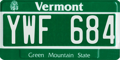 VT license plate YWF684