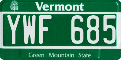 VT license plate YWF685