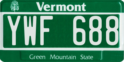 VT license plate YWF688