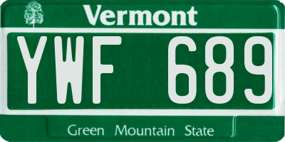VT license plate YWF689