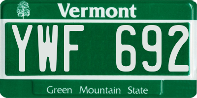 VT license plate YWF692