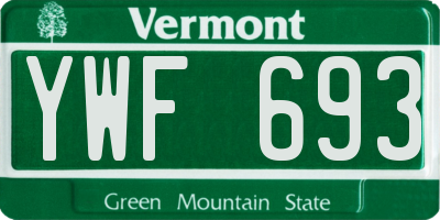 VT license plate YWF693