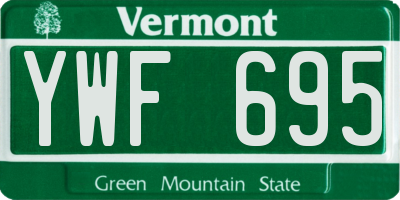VT license plate YWF695