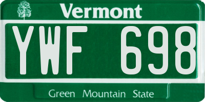 VT license plate YWF698