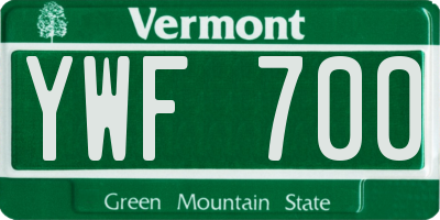 VT license plate YWF700