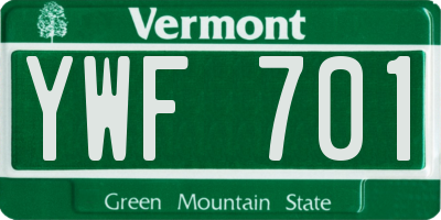 VT license plate YWF701