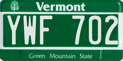 VT license plate YWF702