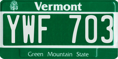 VT license plate YWF703