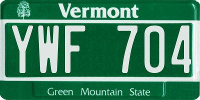 VT license plate YWF704