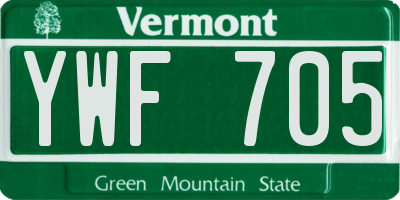 VT license plate YWF705