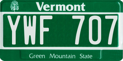 VT license plate YWF707