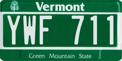 VT license plate YWF711